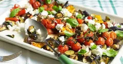 Roasted Summer Vegetables with Feta and Basil