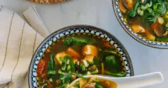 Quick Vegan Tofu Spinach Detox Soup