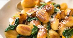 Crispy Pan-Fried Gnocchi with Roasted Pumpkin and Spinach