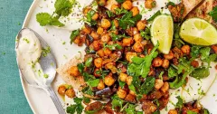 Chipotle Chickpea and Aubergine Pittas