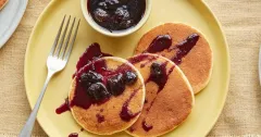 Fluffy Lemon Ricotta Pancakes with Blueberry Maple Syrup