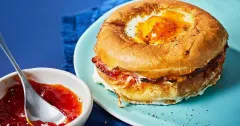 Air Fryer Ham, Cheese, and Egg Bagel Sandwich