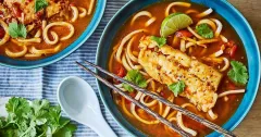 Poached Hake in Spicy Ginger and Tomato Broth