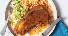 Slow-Cooker Sticky Coffee Pork Chops with Savoy Slaw