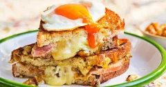 Gourmet Blue Cheese, Ham, and Fried Egg Toastie