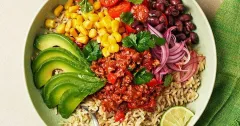 Healthy Spicy Beef Taco Bowl with Pickled Onions