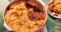 Moroccan Lamb Tagine Pie with Sweet Potato Mash