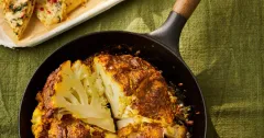Whole Roasted Cauliflower Tikka Masala with Cheesy Naan