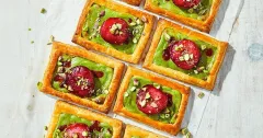 Roasted Plum and Pistachio Custard Pastries