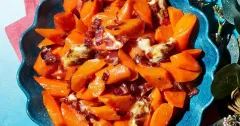 Glazed Carrots with Crispy Bacon and Marmalade Butter