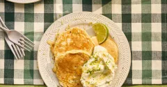 Apple Brunch Pancakes with Whipped Lime & Brown Sugar Yogurt