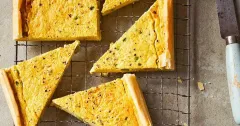 Easy Pesto, Cheese, and Pea Tart