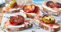 Slow-Roasted Tomato and Ricotta Bruschetta with Prosciutto