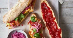 Chorizo and Halloumi Breakfast Baguette with Tomato Jam