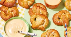 Soft Mini Pretzels with Warm Cheese Dip