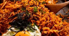 Easy Kimchi Fried Rice with Enoki Mushrooms