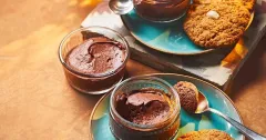 Olive Oil Chocolate Mousse with Sherry Almond Biscuits