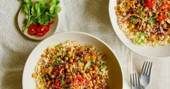 Crispy Peanut Chickpea Rice Bowl