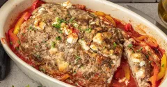 Mediterranean-Style Feta Stuffed Meatloaf