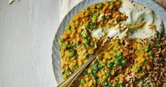 Quick Coconut Lentil Curry with Peas