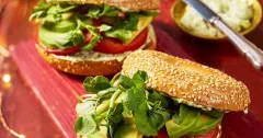 Vegetarian Bagel BLT with Pesto and Avocado