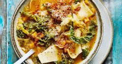 Red Pesto Minestrone with Lasagna Shards