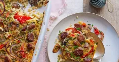 Easy Vegetarian Breakfast Casserole with Veggie Sausages