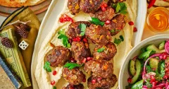 Beef Koftas with Green Olives and Sumac Salad