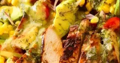 Lemon Herb Chicken Salad with Avocado and Corn