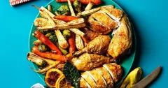 Roast Christmas Chicken with Honey-Glazed Root Vegetables