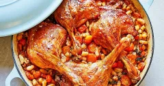 One-Pan Roasted Duck Legs with White Beans and Carrots