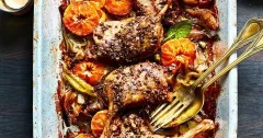 Crispy Duck Legs with Roasted Clementines & Shallots