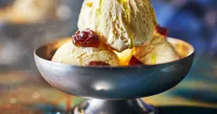 Grilled Medjool Dates with Vanilla Ice Cream & Olive Oil