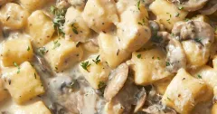 Easy Ricotta Gnocchi in Creamy Mushroom Sauce