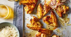 Sticky Honey Lime Chicken Wings with Fresh Slaw