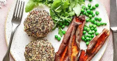 Quinoa-Crusted Salmon and Sweet Potato Fishcakes