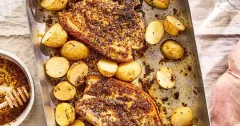 Honey Mustard Sheet Pan Pork Chops with Roasted Potatoes