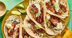 Gochujang Maple Chicken Tacos with Sesame Slaw