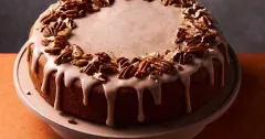 Spiced Apple Cider Cake with Pecan Glaze