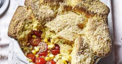 Savory Tomato and Corn Cobbler with Ricotta Biscuits