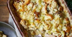 Leftover Turkey and Stuffing Pie with Roast Potato Crust