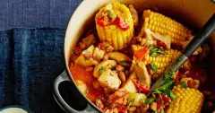 One-Pot Chicken Fajita Stew with Chorizo & Corn