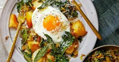Crispy Potato, Leek, and Kale Hash with Sage Fried Eggs