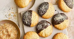 Chocolate-Dipped Toasted Coconut Cookies