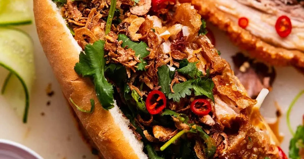 Crispy Pork Belly Banh Mi (Vietnamese Sandwich)