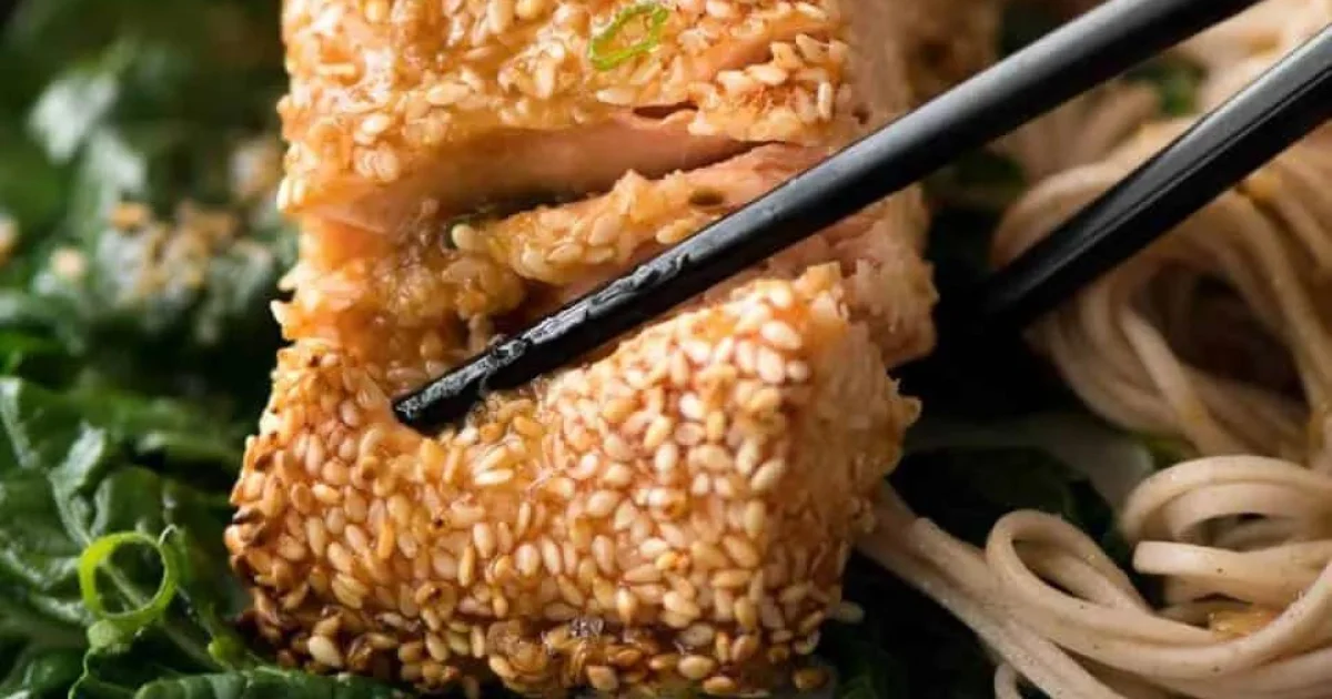 Sesame-Crusted Salmon with Soba and Bok Choy