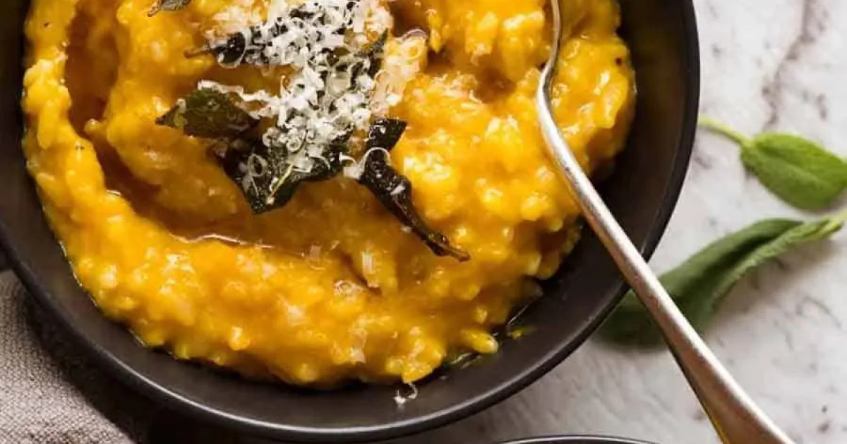 Creamy Baked Pumpkin Risotto with Crispy Sage