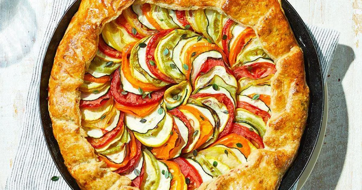 Ratatouille Tart with Flaky Cheddar & Thyme Pastry