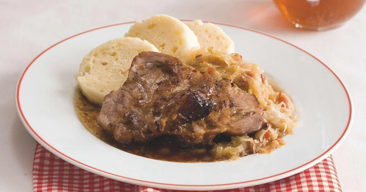 Czech Roast Pork with Sauerkraut and Bread Dumplings