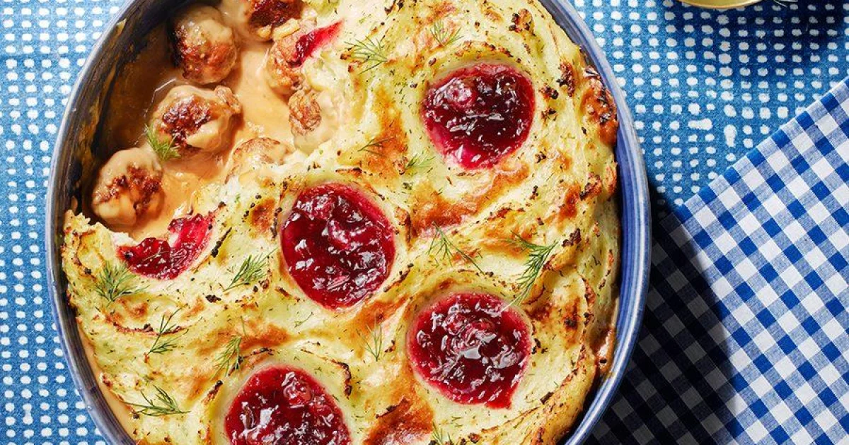Swedish Meatball Pie with Creamy Dill Mash